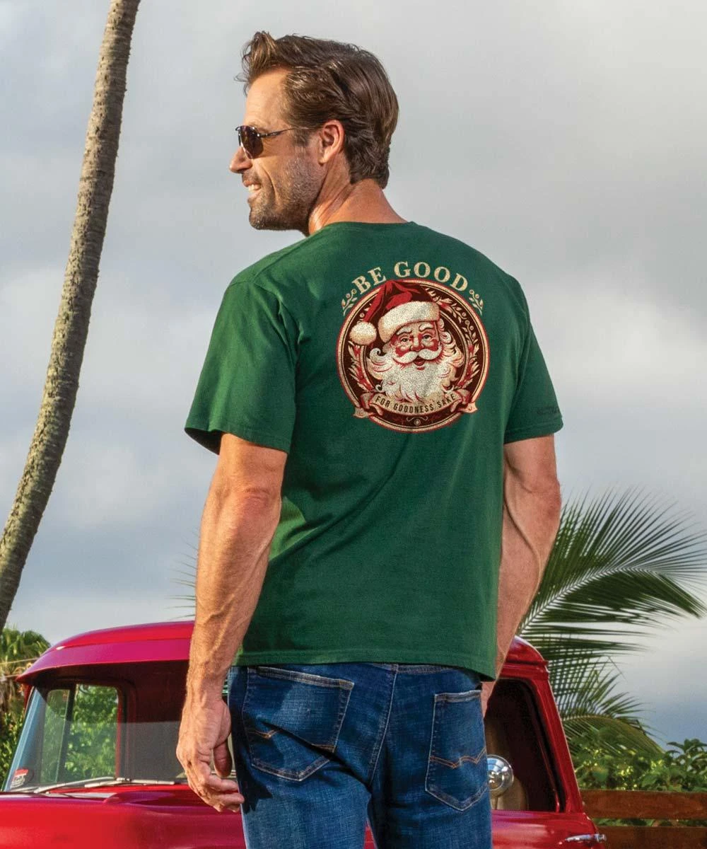 Be Good Santa - Forest Green Short Sleeve Crewneck T-Shirt 3 Be Good Santa - Forest Green Short Sleeve Crewneck T-Shirt