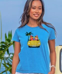 Volkswagen Surf Bug - Blue Hawaii Dyed Short Sleeve Crewneck T-Shirt