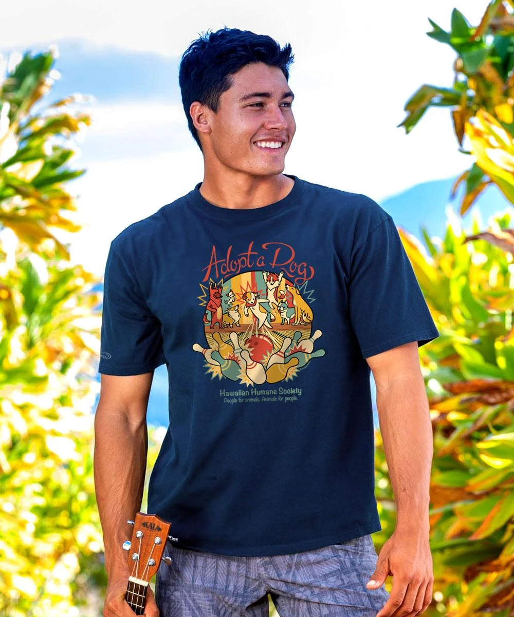 Hawaiian Humane Society Bowling Paws - Navy Short Sleeve Crewneck T-Shirt 3 Hawaiian Humane Society Bowling Paws - Navy Short Sleeve Crewneck T-Shirt