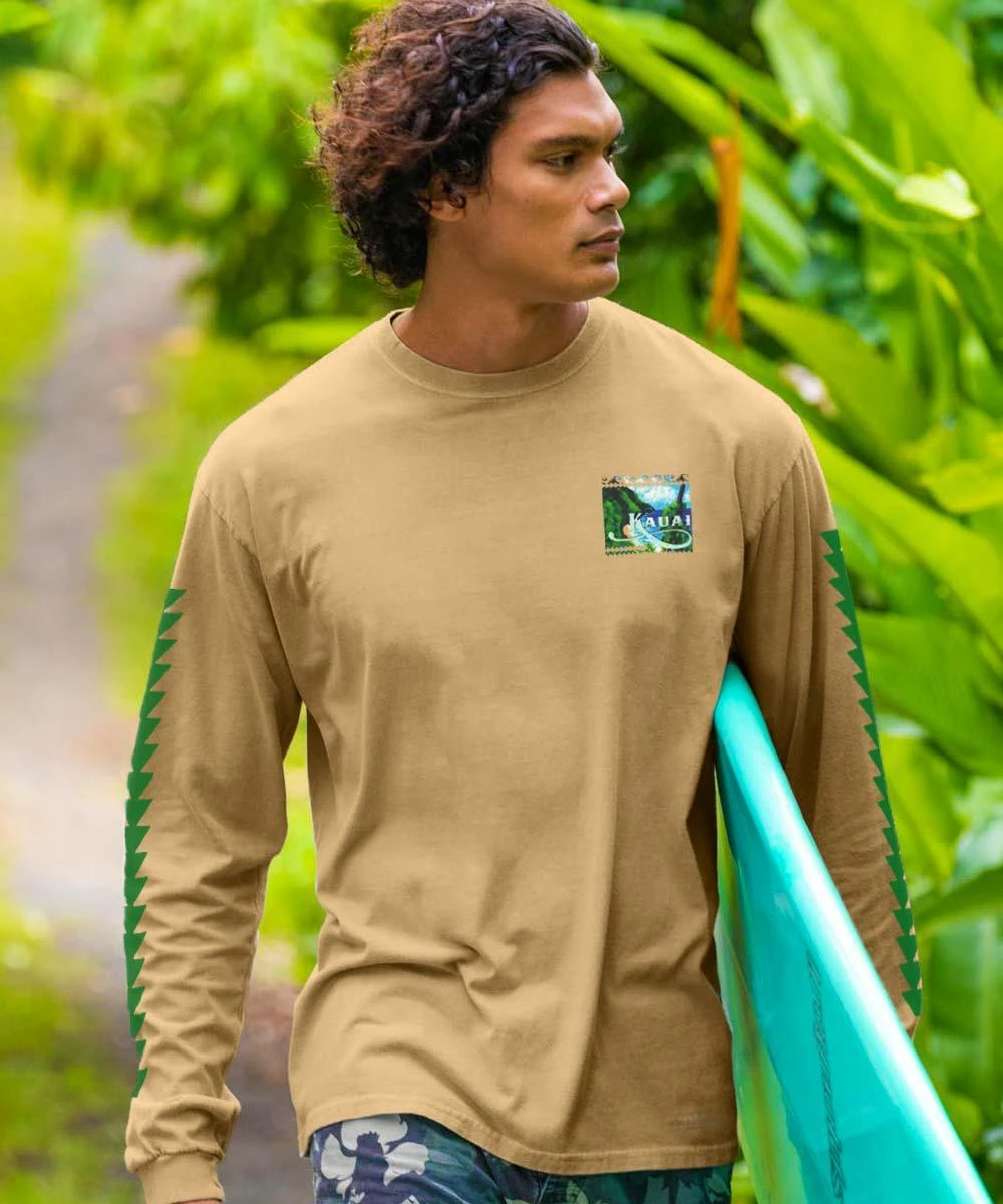 Garden Isle - Kona Coffee Dyed Long Sleeve Crewneck T-Shirt 4 Garden Isle - Kona Coffee Dyed Long Sleeve Crewneck T-Shirt - Image 2