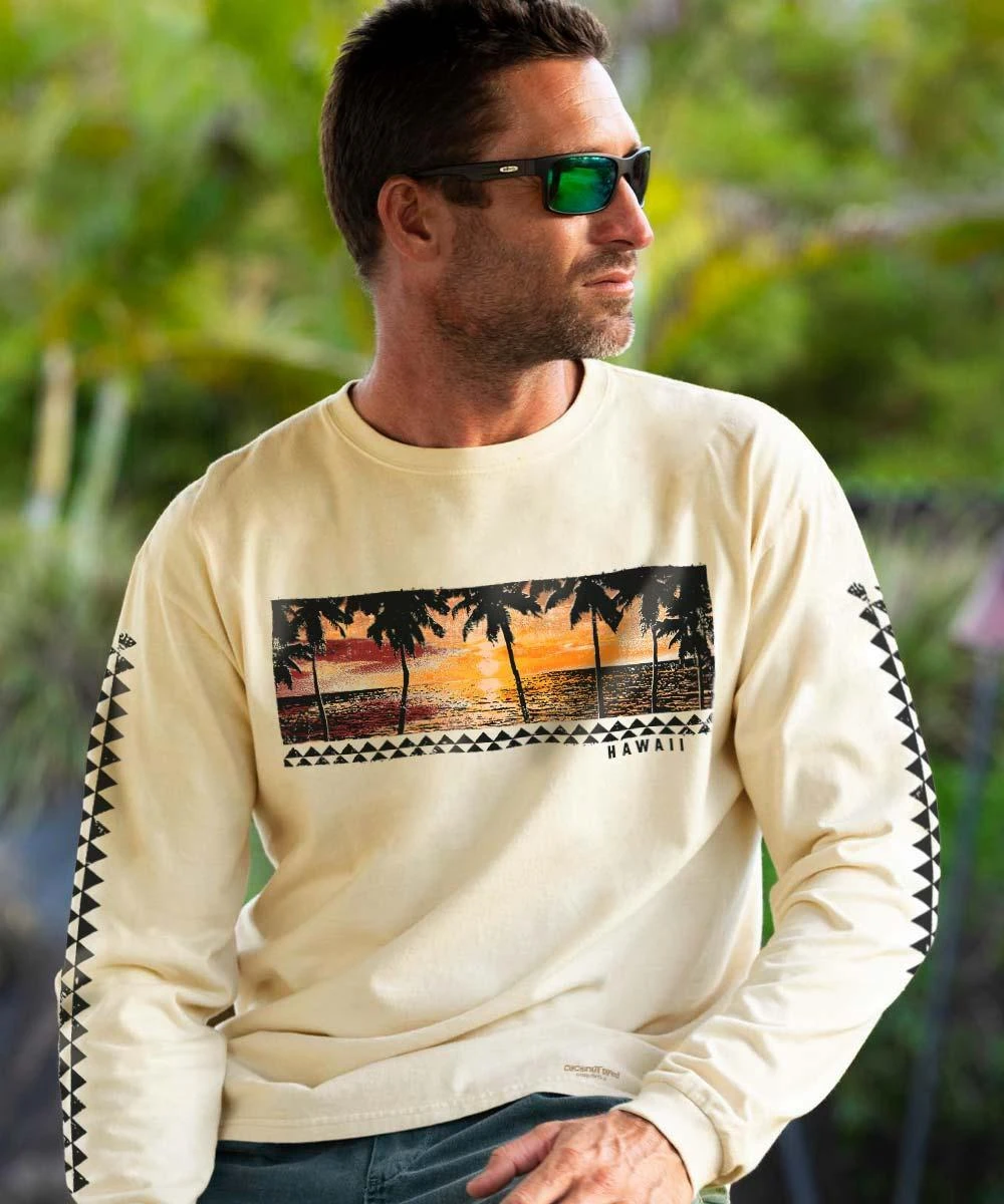 Sunset Dream - Coconut Dyed Long Sleeve Crewneck T-Shirt 3 Sunset Dream - Coconut Dyed Long Sleeve Crewneck T-Shirt
