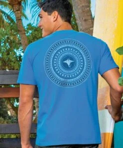 Tribal Rings Manta - Blue Hawaii Dyed Short Sleeve Crewneck T-Shirt