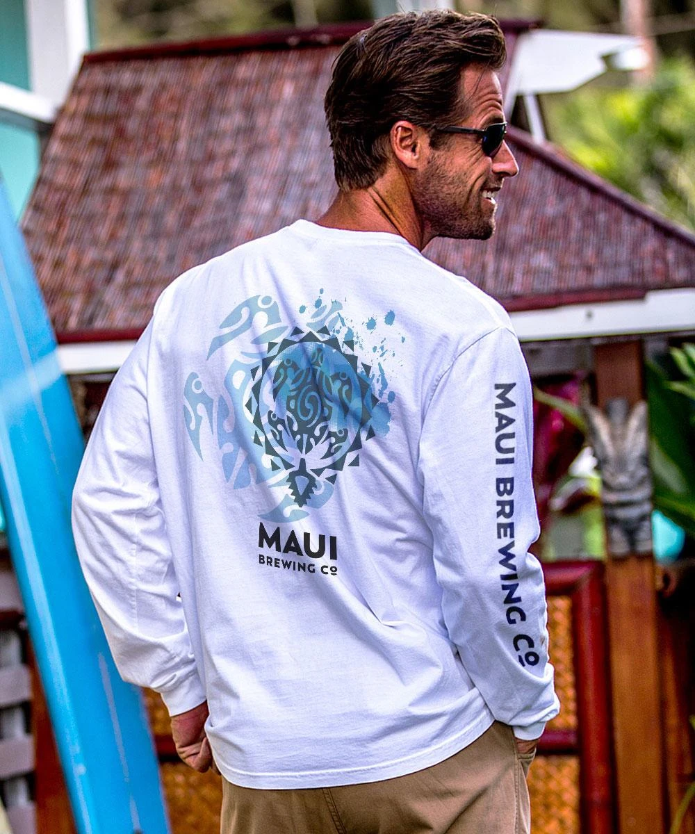 Maui Brewing Co Logo New Splatter - White Long Sleeve Crewneck T-Shirt 3 Maui Brewing Co Logo New Splatter - White Long Sleeve Crewneck T-Shirt