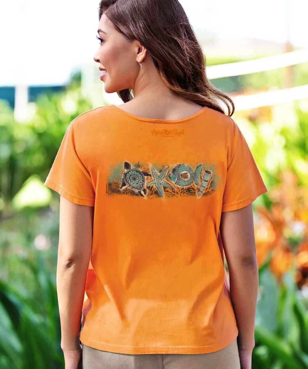 Sea Band - Apricot Dyed Short Sleeve Scoop Neck T-Shirt 4 Sea Band - Apricot Dyed Short Sleeve Scoop Neck T-Shirt - Image 2
