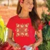 Butterfly Quilt - Candy Apple Red Dyed Short Sleeve Scoop Neck T-Shirt -Crazyshirts Online Shop 26254b2e 25f8 47d1 a886 a8cd0d727ba3