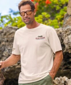 Pearl Harbor Aviation Museum Pearl Harbor Birdseye View - Coconut Dyed Short Sleeve Crewneck T-Shirt -Crazyshirts Online Shop 2724f376 f16d 4128 8fbc 56319e870427