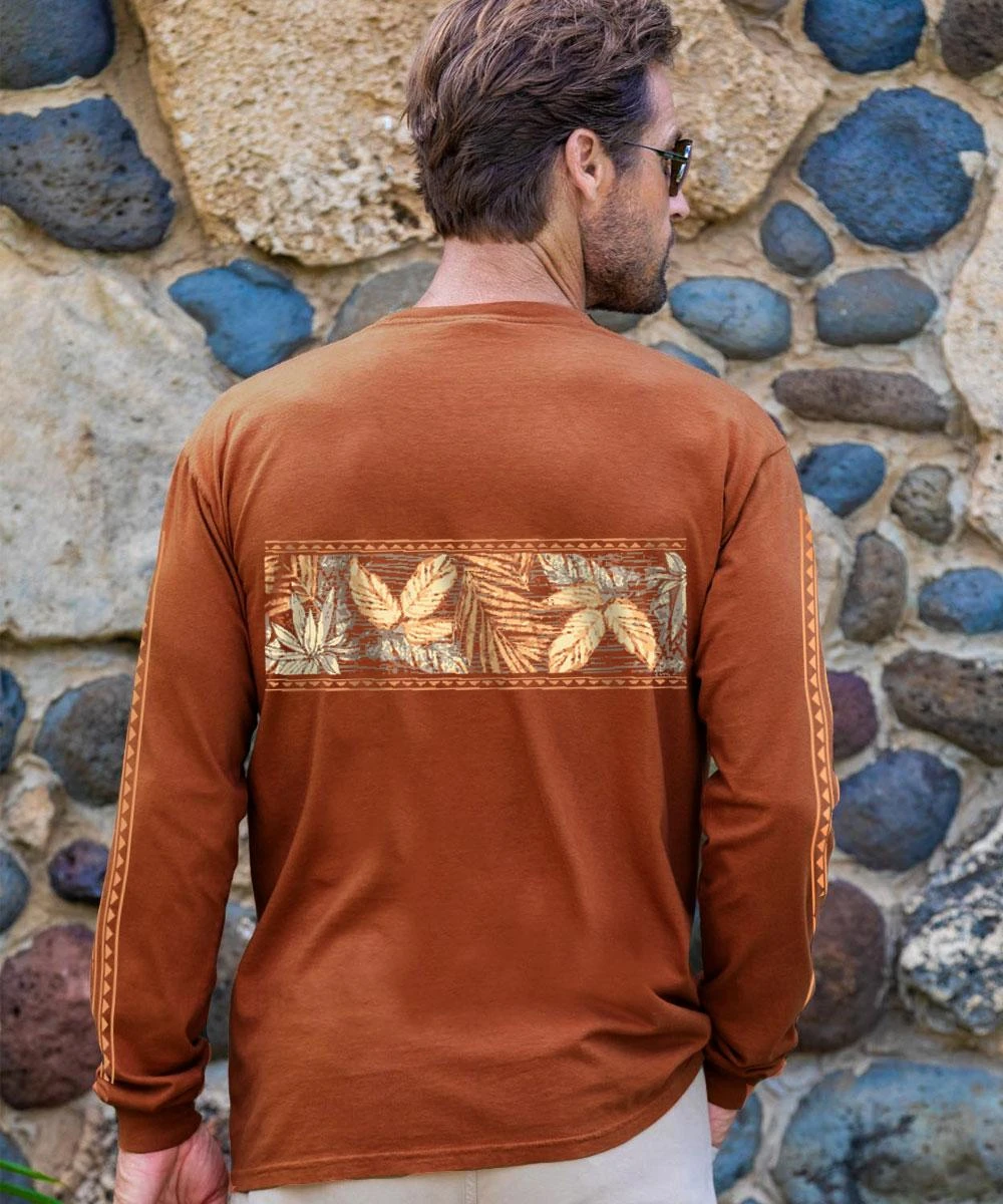 Island Tropical Band - Cinnamon Dyed Long Sleeve Crewneck T-Shirt 4 Island Tropical Band - Cinnamon Dyed Long Sleeve Crewneck T-Shirt - Image 2