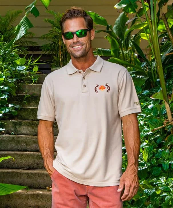 Southwest Kokopelli - Coconut Dyed Short Sleeve Pique’ Polo Shirt 3 Southwest Kokopelli - Coconut Dyed Short Sleeve Pique’ Polo Shirt