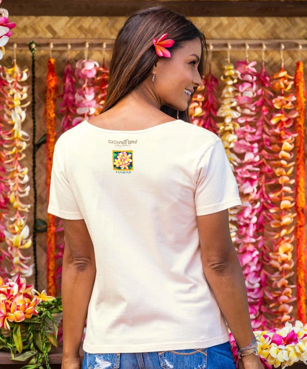 Plumeria Farm Varieties - Coconut Dyed Short Sleeve Scoop Neck T-Shirt 4 Plumeria Farm Varieties - Coconut Dyed Short Sleeve Scoop Neck T-Shirt - Image 2