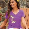 Plumeria Breeze - Violet Short Sleeve Pima V-Neck T-Shirt -Crazyshirts Online Shop 3ad6e0d3 57ac 473f ba80 7d3549944e4b