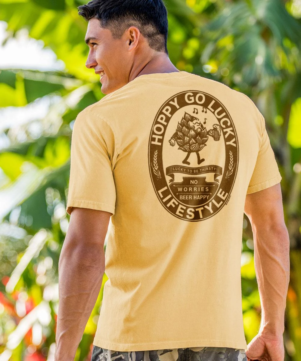 Hoppy Go Lucky - Beer Dyed Short Sleeve Crewneck T-Shirt 2 Hoppy Go Lucky - Beer Dyed Short Sleeve Crewneck T-Shirt