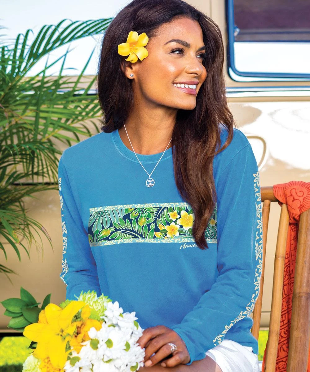 Tropical Pua Band - Blue Hawaii Dyed Long Sleeve Crewneck T-Shirt 3 Tropical Pua Band - Blue Hawaii Dyed Long Sleeve Crewneck T-Shirt