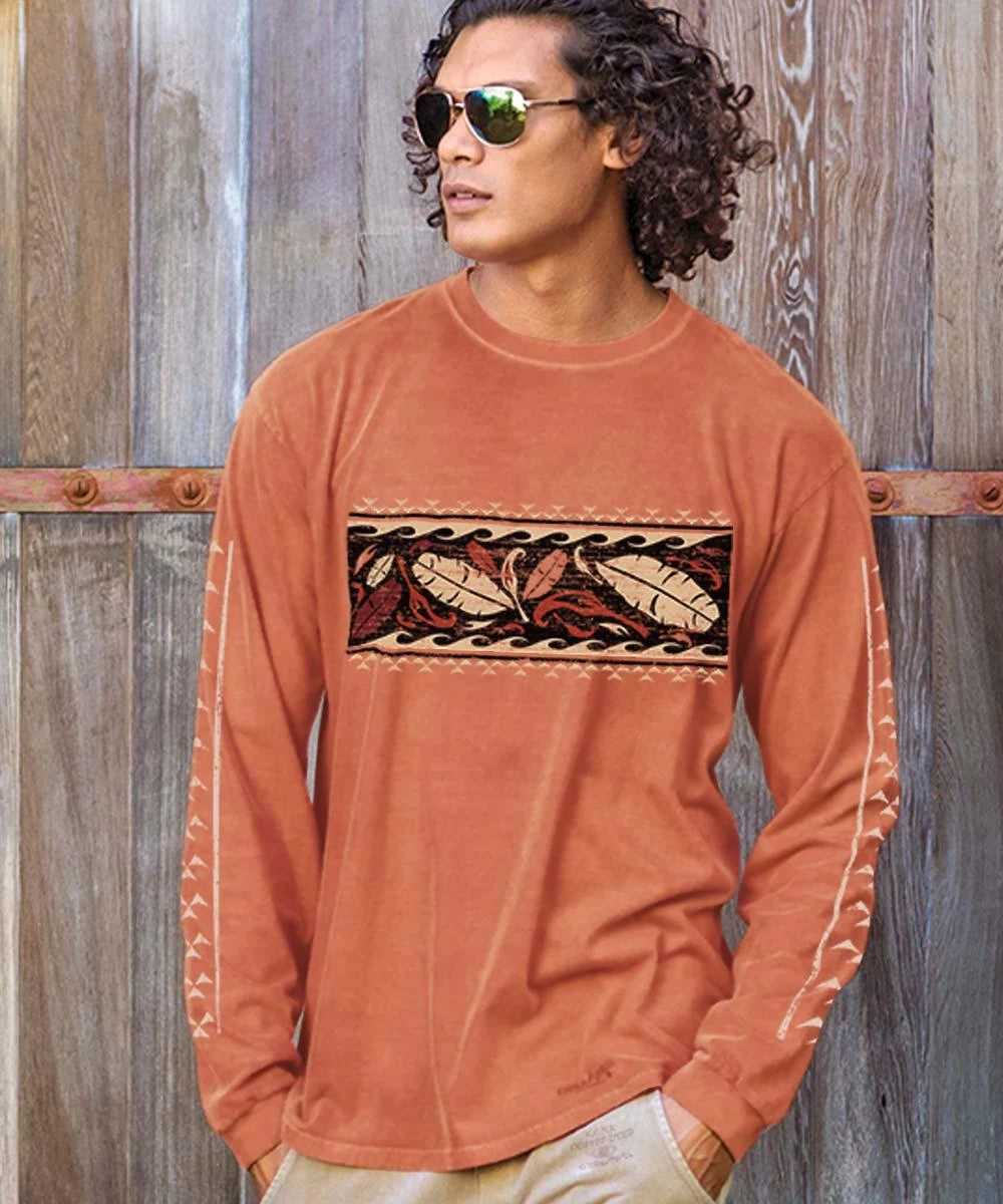 Chile Leaves Band - Chile Dyed Long Sleeve Crewneck T-Shirt 3 Chile Leaves Band - Chile Dyed Long Sleeve Crewneck T-Shirt