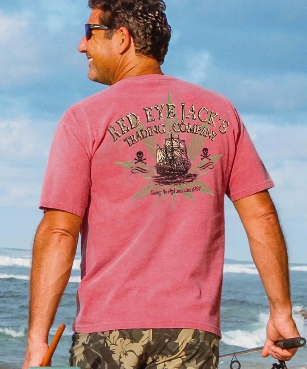 Red Eye Jacks - Paradise Red Dyed Short Sleeve Crewneck T-Shirt 3 Red Eye Jacks - Paradise Red Dyed Short Sleeve Crewneck T-Shirt