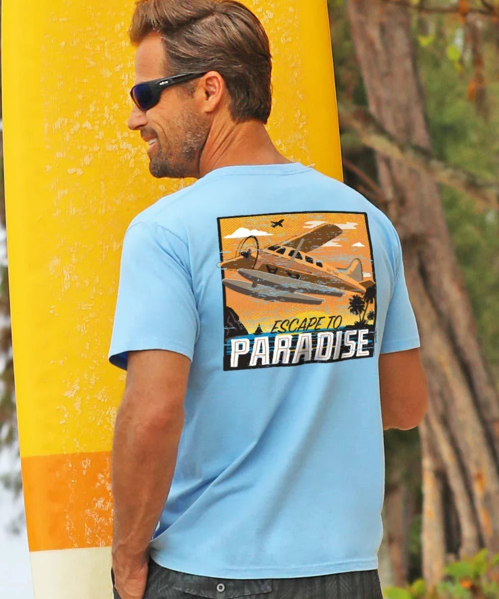 Escape To Paradise - Blue Sky Short Sleeve Crewneck T-Shirt 3 Escape To Paradise - Blue Sky Short Sleeve Crewneck T-Shirt