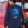 Maui Brewing Co New Big Swell - Navy Long Sleeve Crewneck T-Shirt -Crazyshirts Online Shop 51a88b0d 148b 4aa4 9a13 7d37256b4a9b