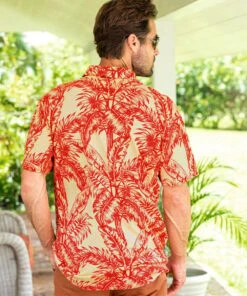 Tropical Canopy - Khaki Red Short Sleeve Hawaiian Polo Shirt -Crazyshirts Online Shop 546ff6fd 6459 4fbf a885 bf3587759d31
