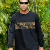 Wavey Floral Band - Black Long Sleeve Crewneck T-Shirt