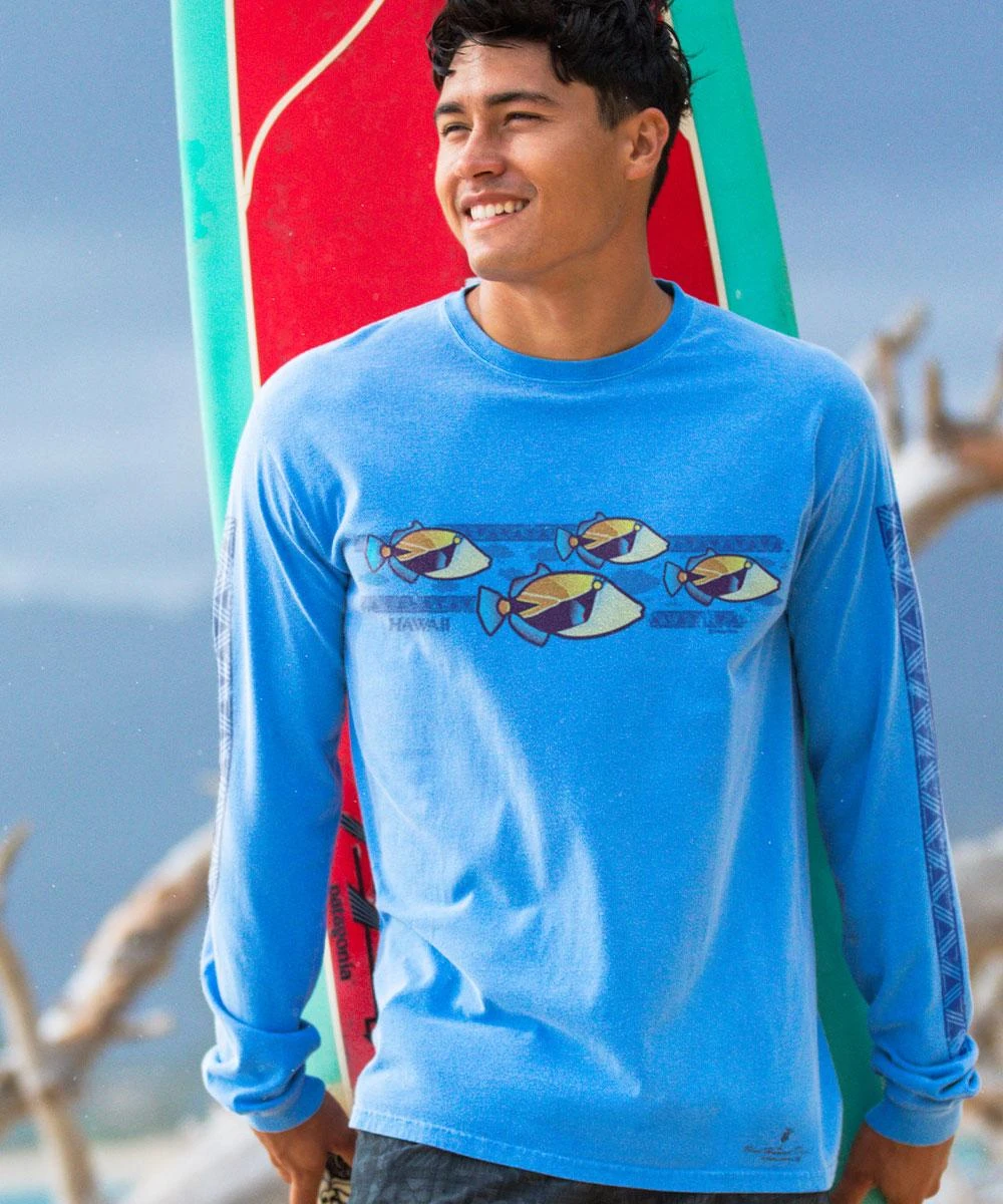 Humu Band - Blue Hawaii Dyed Long Sleeve Crewneck T-Shirt 3 Humu Band - Blue Hawaii Dyed Long Sleeve Crewneck T-Shirt