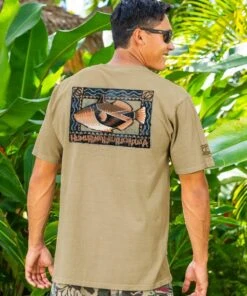 Humu Woodblock - Kona Coffee Dyed Short Sleeve Crewneck T-Shirt