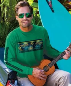 Twilight In Paradise - Wintergreen Dyed Long Sleeve Crewneck T-Shirt