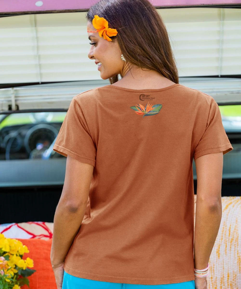 Bird Of Paradise - Cinnamon Dyed Short Sleeve Scoop Neck T-Shirt 4 Bird Of Paradise - Cinnamon Dyed Short Sleeve Scoop Neck T-Shirt - Image 2