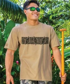 Tribal Manta Linear - Kona Coffee Dyed Short Sleeve Crewneck T-Shirt
