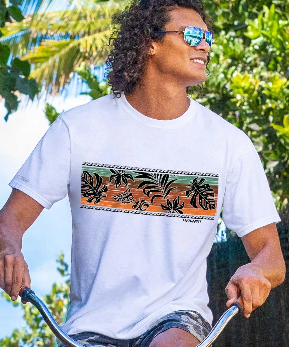 Linear Retro Surf - White Short Sleeve Crewneck T-Shirt 3 Linear Retro Surf - White Short Sleeve Crewneck T-Shirt