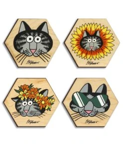 B. Kliban Cat Faces - 4-Piece Coaster