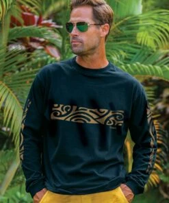 Mahelona - Black Long Sleeve Crewneck T-Shirt