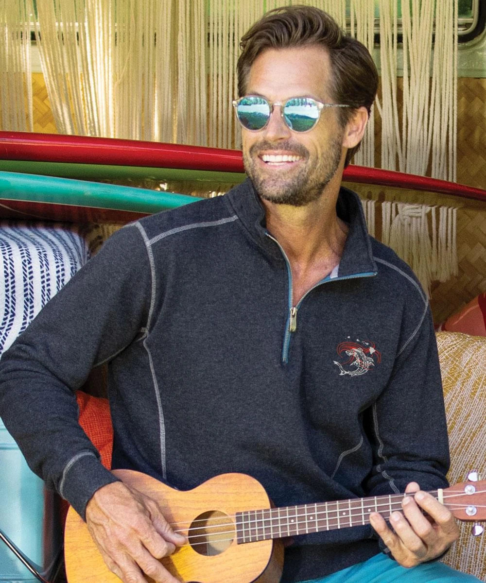 Tribal Mano Islands - Charcoal/Heather Long Sleeve Mountain Peak Pullover 3 Tribal Mano Islands - Charcoal/Heather Long Sleeve Mountain Peak Pullover