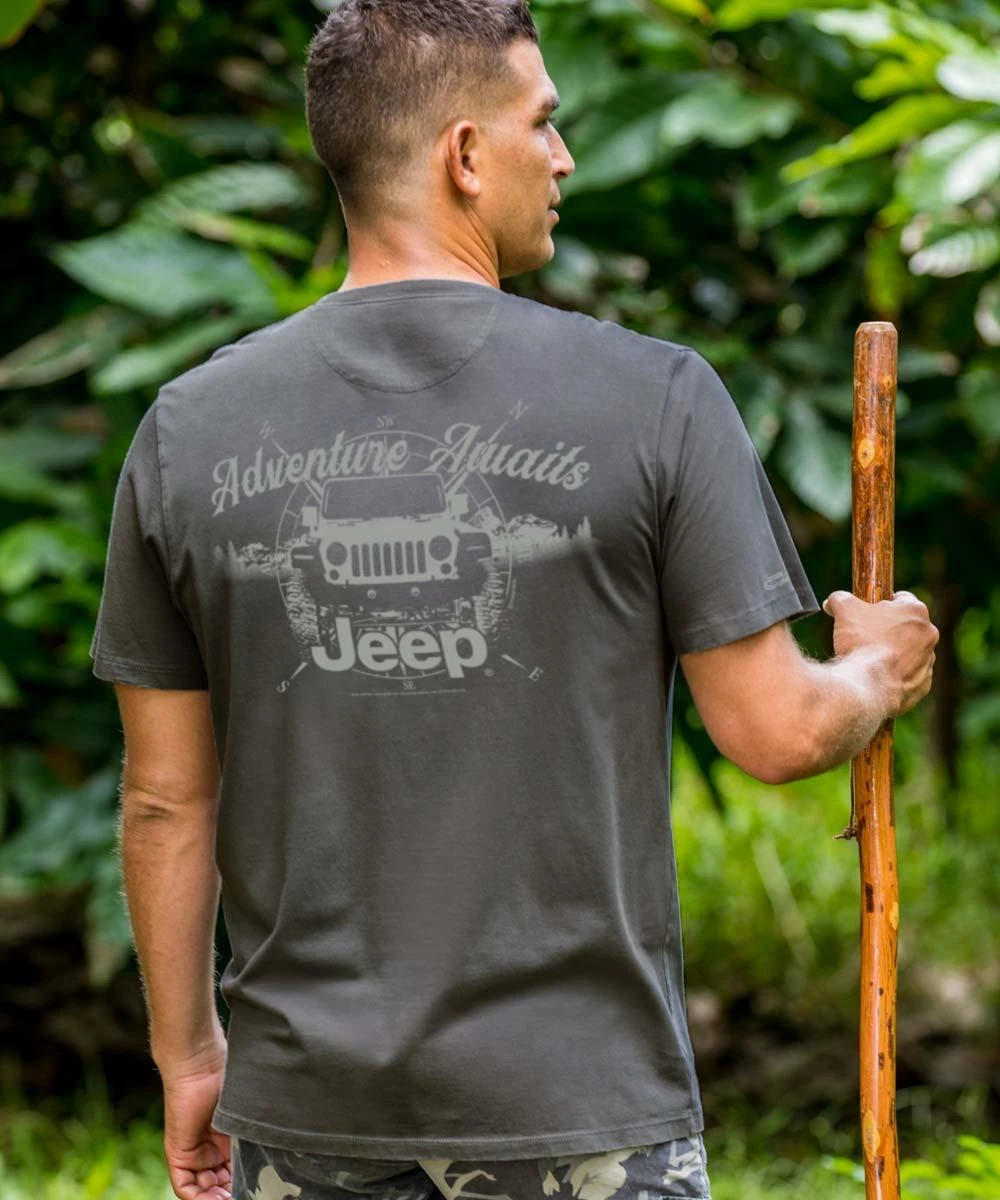 Jeep Adventure Awaits - Smoke Short Sleeve Pima T-Shirt 3 Jeep Adventure Awaits - Smoke Short Sleeve Pima T-Shirt