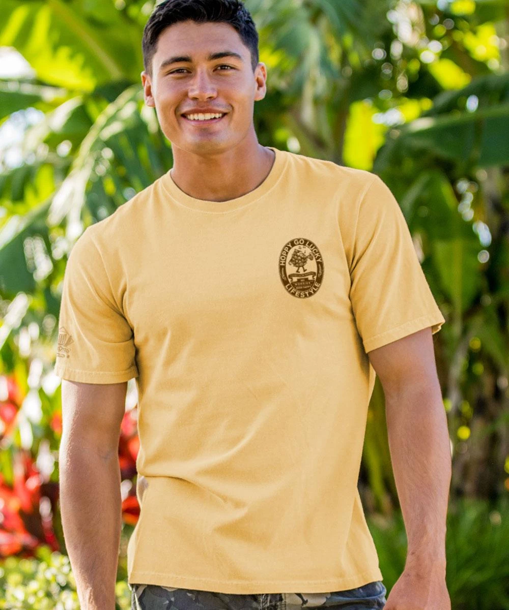 Hoppy Go Lucky - Beer Dyed Short Sleeve Crewneck T-Shirt 3 Hoppy Go Lucky - Beer Dyed Short Sleeve Crewneck T-Shirt - Image 2