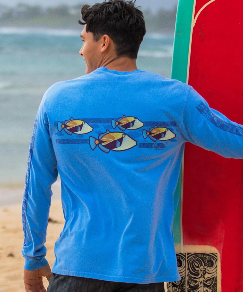 Humu Band - Blue Hawaii Dyed Long Sleeve Crewneck T-Shirt 4 Humu Band - Blue Hawaii Dyed Long Sleeve Crewneck T-Shirt - Image 2