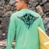 Tribal Nalu Aumakuas - Key Lime Dyed Long Sleeve Crewneck T-Shirt -Crazyshirts Online Shop 83944fef f849 4f26 90bc c693692b1448