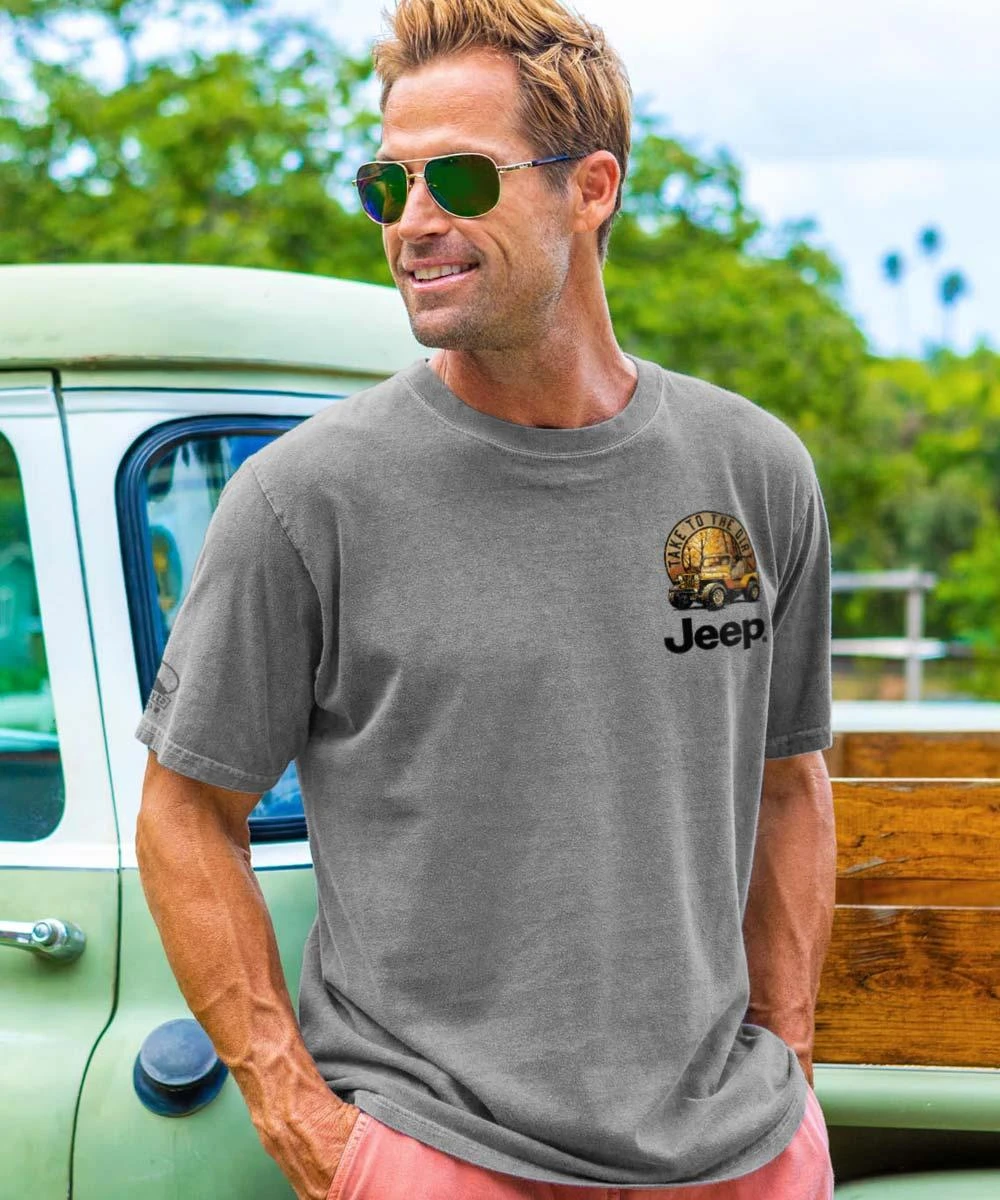 Jeep Take To The Dirt - Crater Dyed® Short Sleeve Crewneck T-Shirt 4 Jeep Take To The Dirt - Crater Dyed® Short Sleeve Crewneck T-Shirt - Image 2