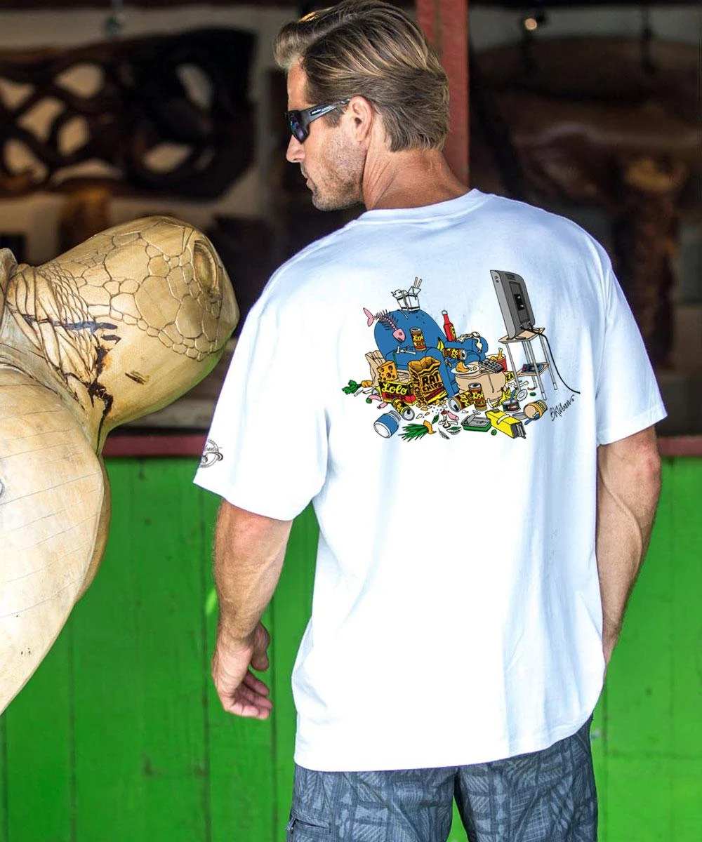 B. Kliban Binge Watching Cat - White Short Sleeve Crewneck T-Shirt 4 B. Kliban Binge Watching Cat - White Short Sleeve Crewneck T-Shirt - Image 2