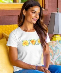 Cali Poppy - White Short Sleeve Scoop Neck T-Shirt