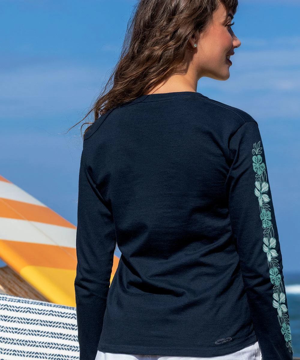 Pua Lani Band - Navy Long Sleeve Crewneck T-Shirt 4 Pua Lani Band - Navy Long Sleeve Crewneck T-Shirt - Image 2