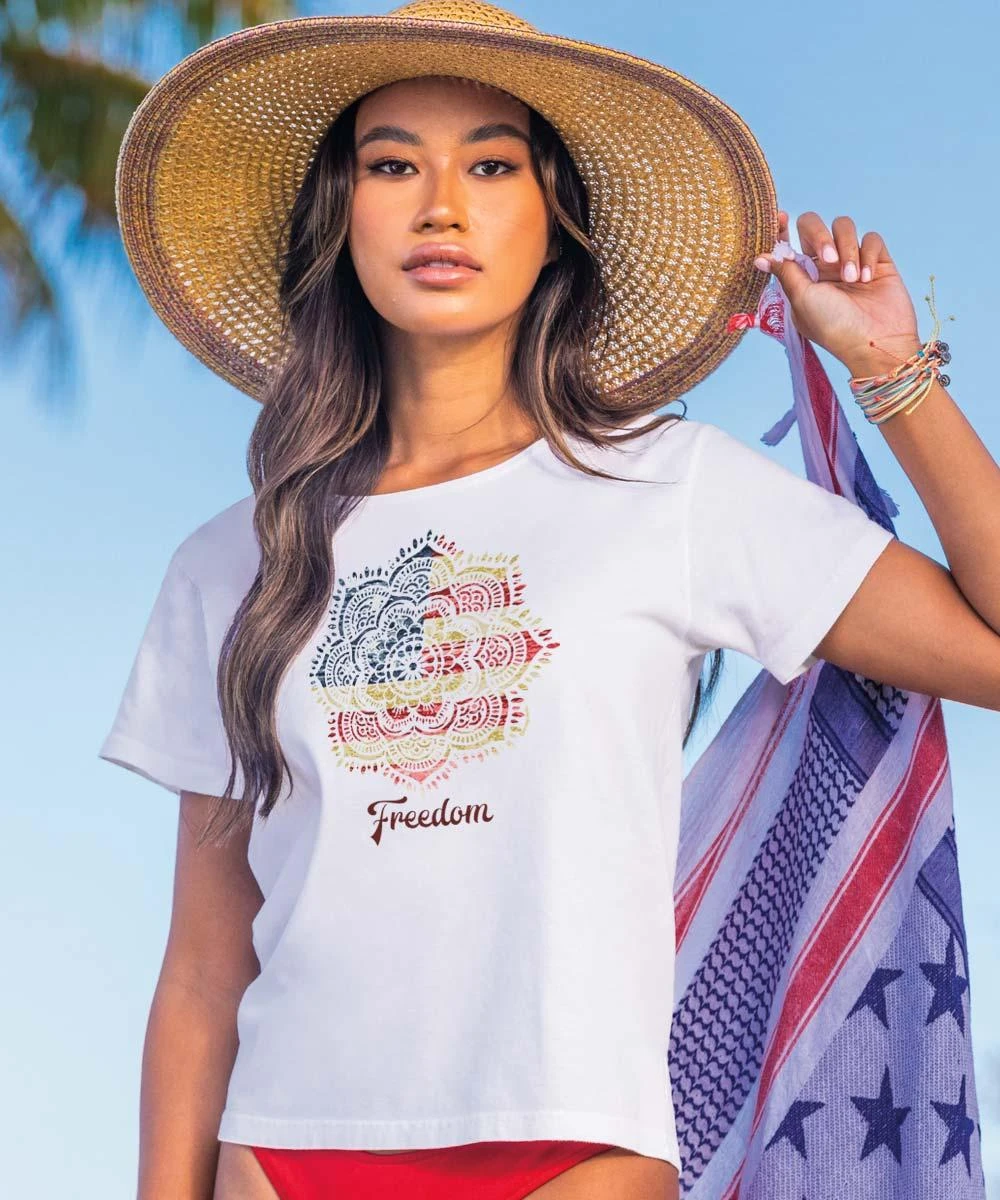 Boho Freedom - White Short Sleeve Scoop Neck T-Shirt 3 Boho Freedom - White Short Sleeve Scoop Neck T-Shirt