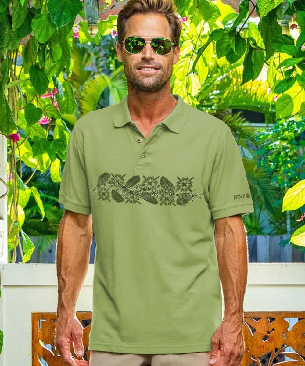 Ti Lei Band - Hemp Dyed Short Sleeve Pique’ Polo Shirt 3 Ti Lei Band - Hemp Dyed Short Sleeve Pique’ Polo Shirt