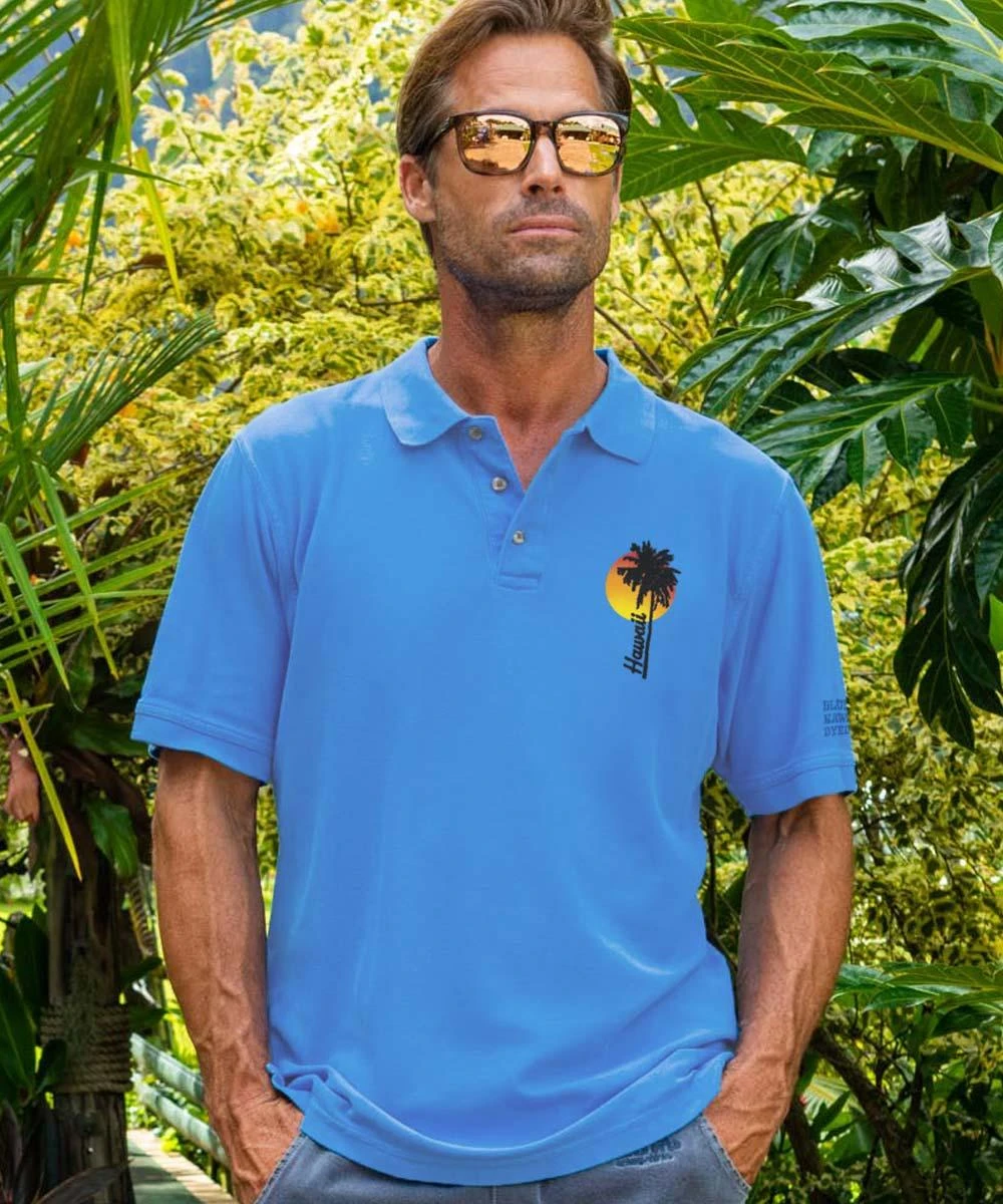 Summer Shade - Blue Hawaii Dyed Short Sleeve Pique’ Polo Shirt 3 Summer Shade - Blue Hawaii Dyed Short Sleeve Pique’ Polo Shirt