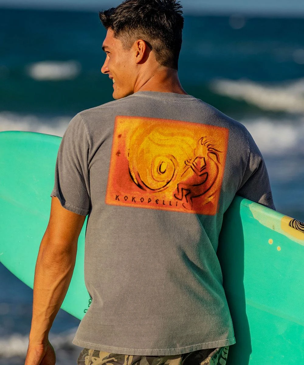 Kokopelli Sun - Crater Dyed® Short Sleeve Crewneck T-Shirt 3 Kokopelli Sun - Crater Dyed® Short Sleeve Crewneck T-Shirt