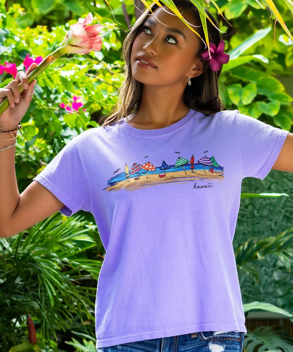 La Kahakai - Lavender Dyed Short Sleeve Crewneck T-Shirt 3 La Kahakai - Lavender Dyed Short Sleeve Crewneck T-Shirt