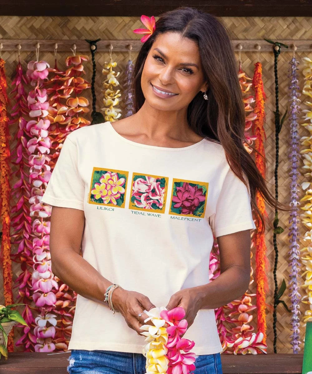 Plumeria Farm Varieties - Coconut Dyed Short Sleeve Scoop Neck T-Shirt 3 Plumeria Farm Varieties - Coconut Dyed Short Sleeve Scoop Neck T-Shirt