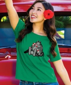 B. Kliban Candy Cane Cat - Wintergreen Dyed Short Sleeve Scoop Neck T-Shirt