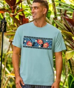 Twilight Floral Band - Cool Blue Short Sleeve Pima T-Shirt
