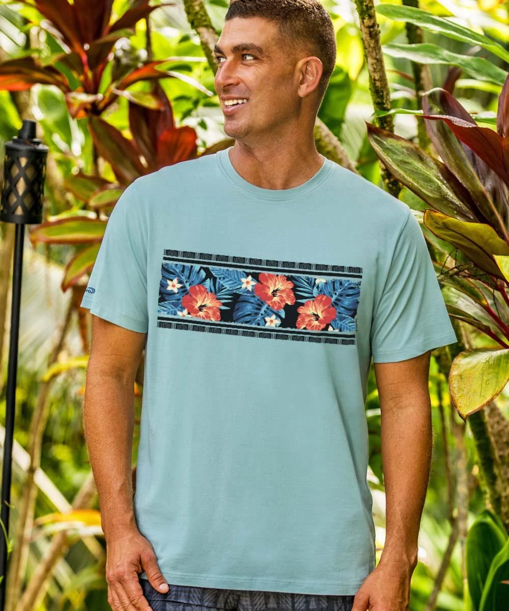 Twilight Floral Band - Cool Blue Short Sleeve Pima T-Shirt 3 Twilight Floral Band - Cool Blue Short Sleeve Pima T-Shirt