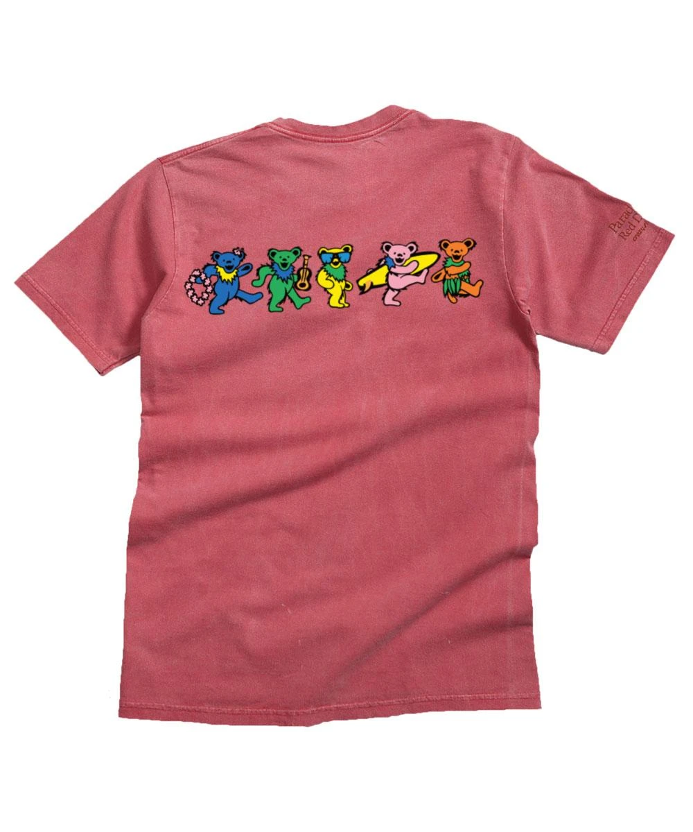 Grateful Dead Hula Bears - Paradise Red Dyed Short Sleeve Crewneck T-Shirt 4 Grateful Dead Hula Bears - Paradise Red Dyed Short Sleeve Crewneck T-Shirt - Image 2