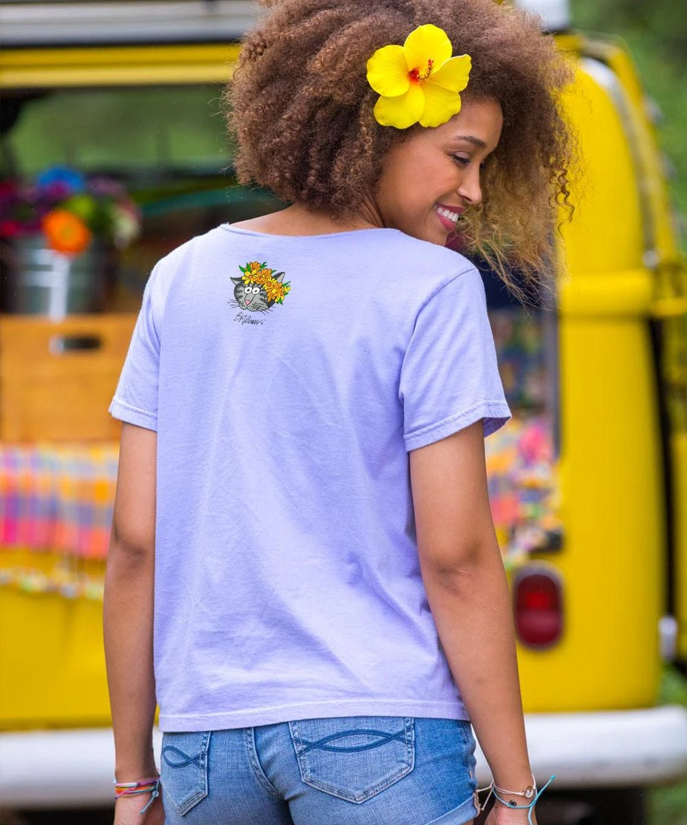 B. Kliban Hot Tub Cats - Lavender Dyed Short Sleeve Scoop Neck T-Shirt 4 B. Kliban Hot Tub Cats - Lavender Dyed Short Sleeve Scoop Neck T-Shirt - Image 2